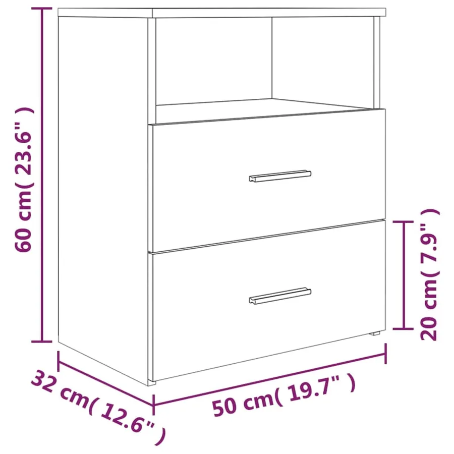 Tables de chevet 2 pcs Chêne fumé 50x32x60 cm - 8