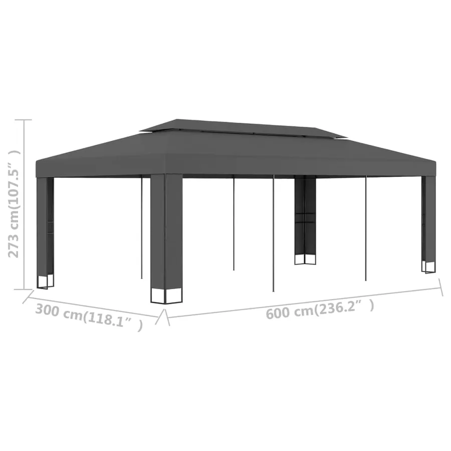 Tonnelle avec toit double 3x6 m Anthracite - 5