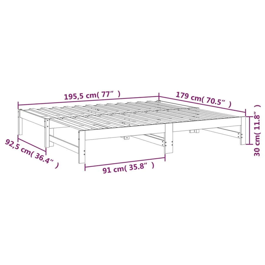 Lit coulissant sans matelas 2x(90x190) cm Bois de pin massif - 12