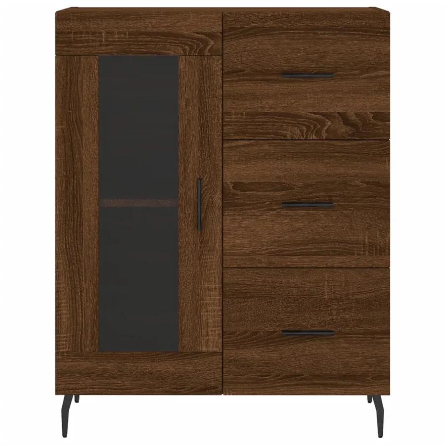 Buffet haut Chêne marron 69,5x34x180 cm Bois d'ingénierie - 8