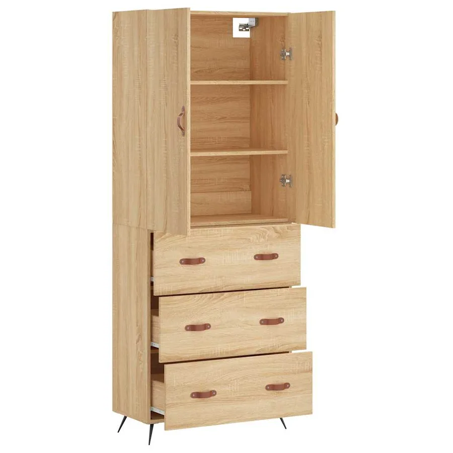 Buffet haut Chêne sonoma 69,5x34x180 cm Bois d'ingénierie - 3