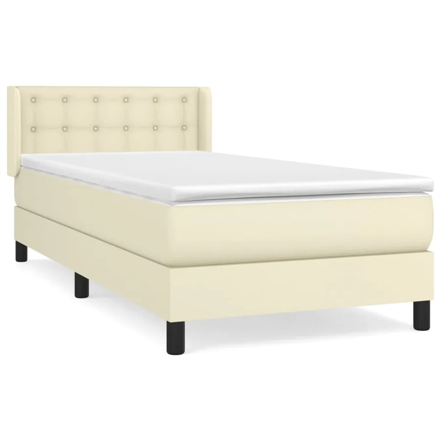 Sommier à lattes de lit avec matelas Crème 100x200cm Similicuir - 2