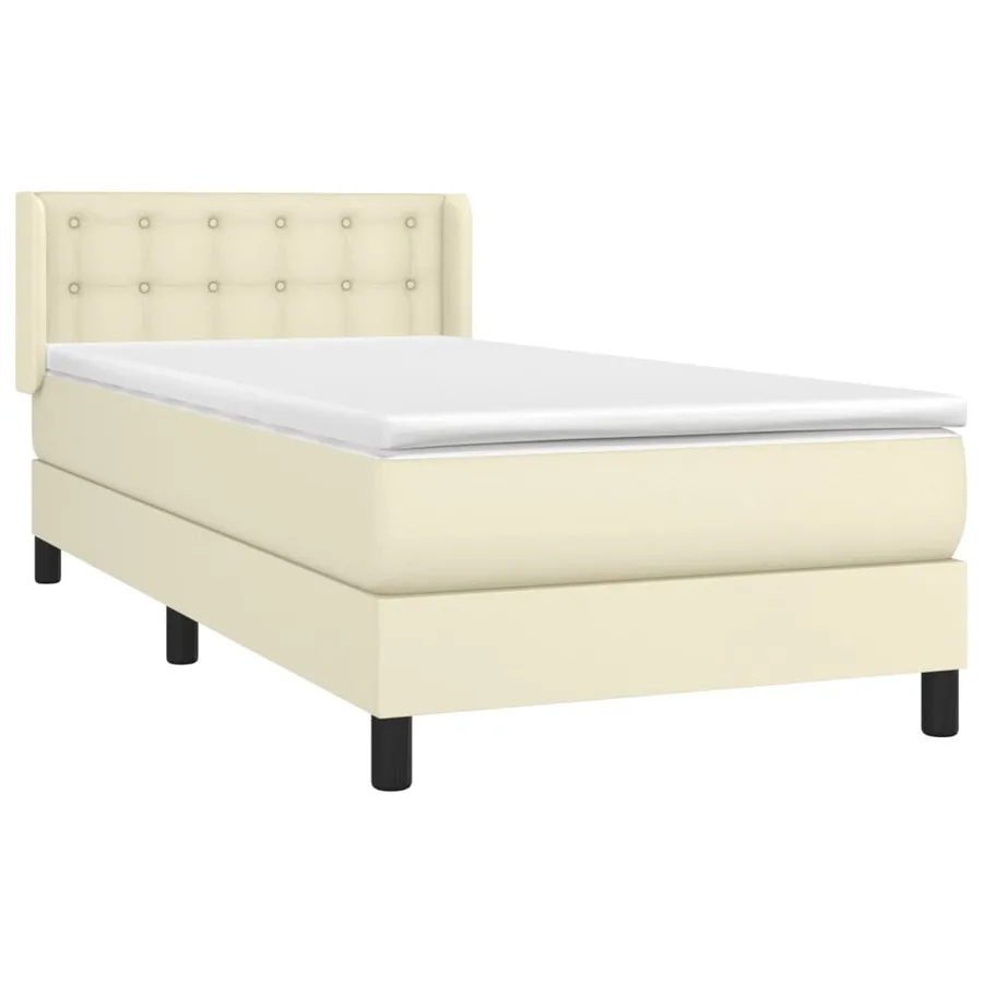 Sommier à lattes de lit avec matelas Crème 100x200cm Similicuir - 3