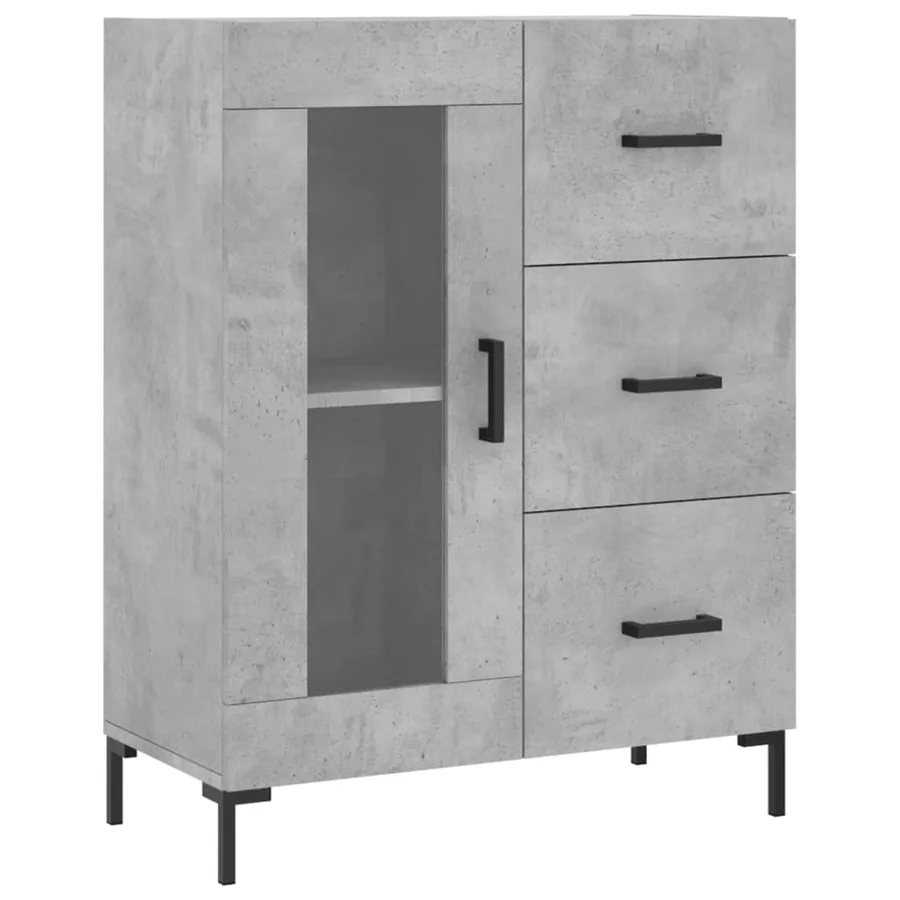 Buffet haut Gris béton 69,5x34x180 cm Bois d'ingénierie - 7