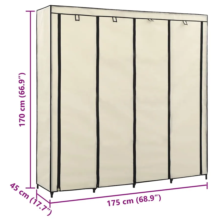 Garde-robe avec 4 compartiments Crème 175x45x170 cm - 8