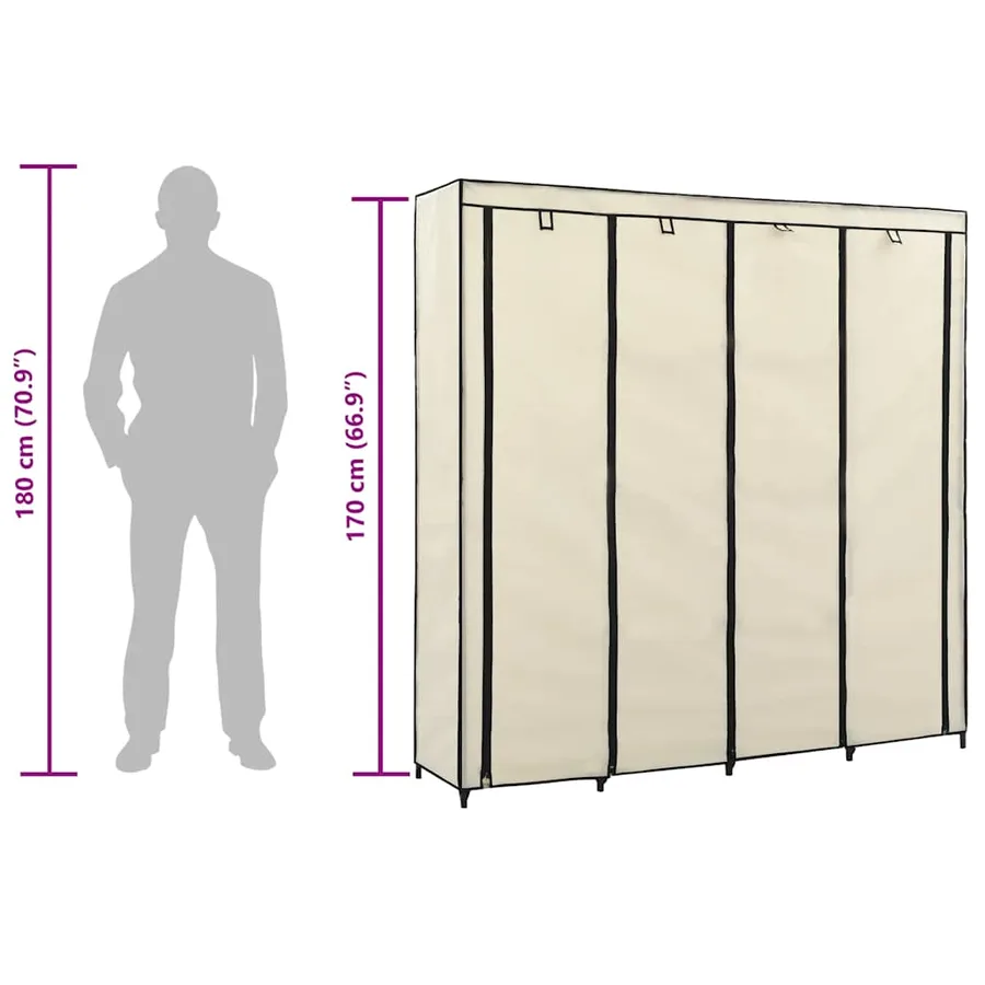 Garde-robe avec 4 compartiments Crème 175x45x170 cm - 9