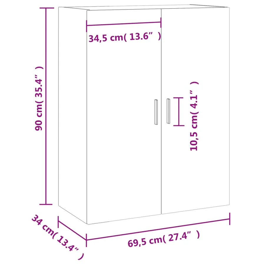 Armoire murale sonoma gris 69,5x34x90 cm - 13