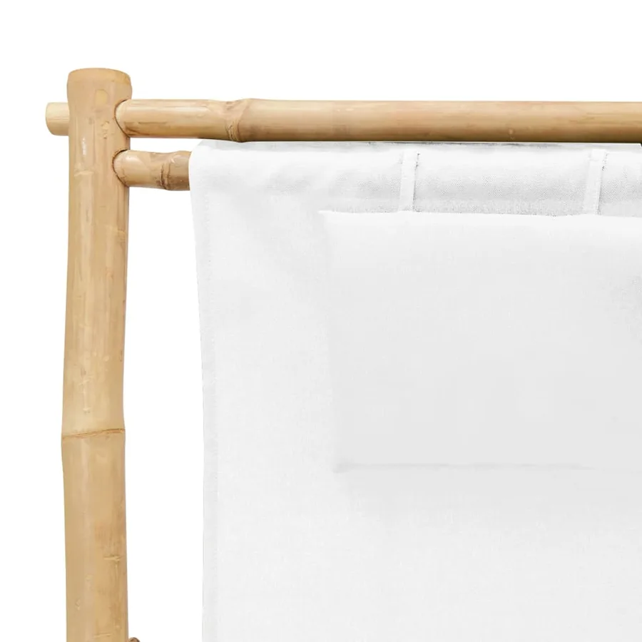 Chaise de terrasse Bambou et toile Blanc crème - 7