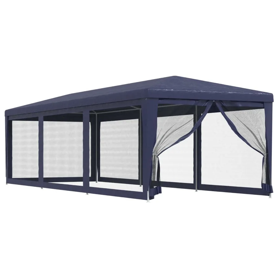 Tente de fête avec 8 parois latérales en maille Bleu 3x9 m PEHD - 2