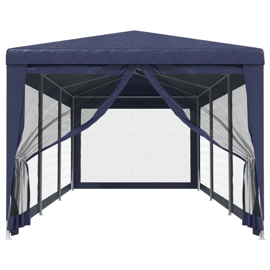 Tente de fête avec 8 parois latérales en maille Bleu 3x9 m PEHD - 3