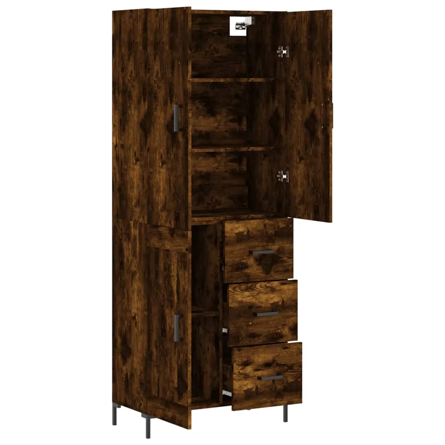 Buffet haut Chêne fumé 69,5x34x180 cm Bois d'ingénierie - 4
