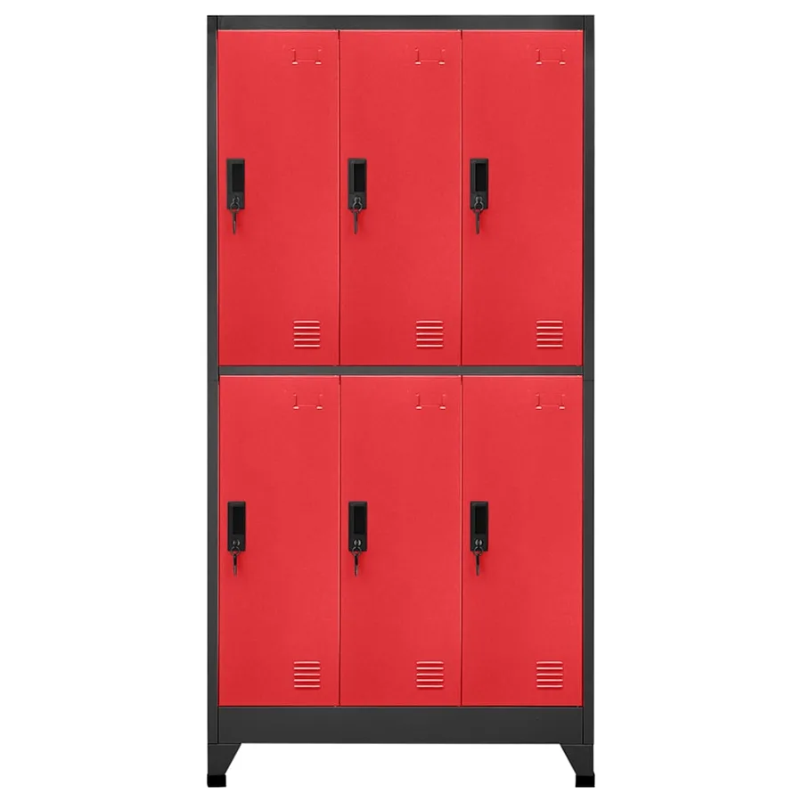 Armoire à casiers Anthracite et rouge 90x45x180 cm Acier - 2