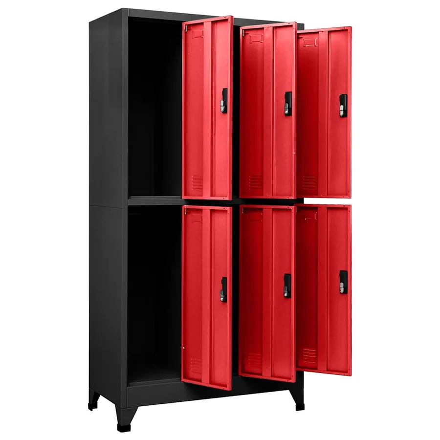 Armoire à casiers Anthracite et rouge 90x45x180 cm Acier - 5