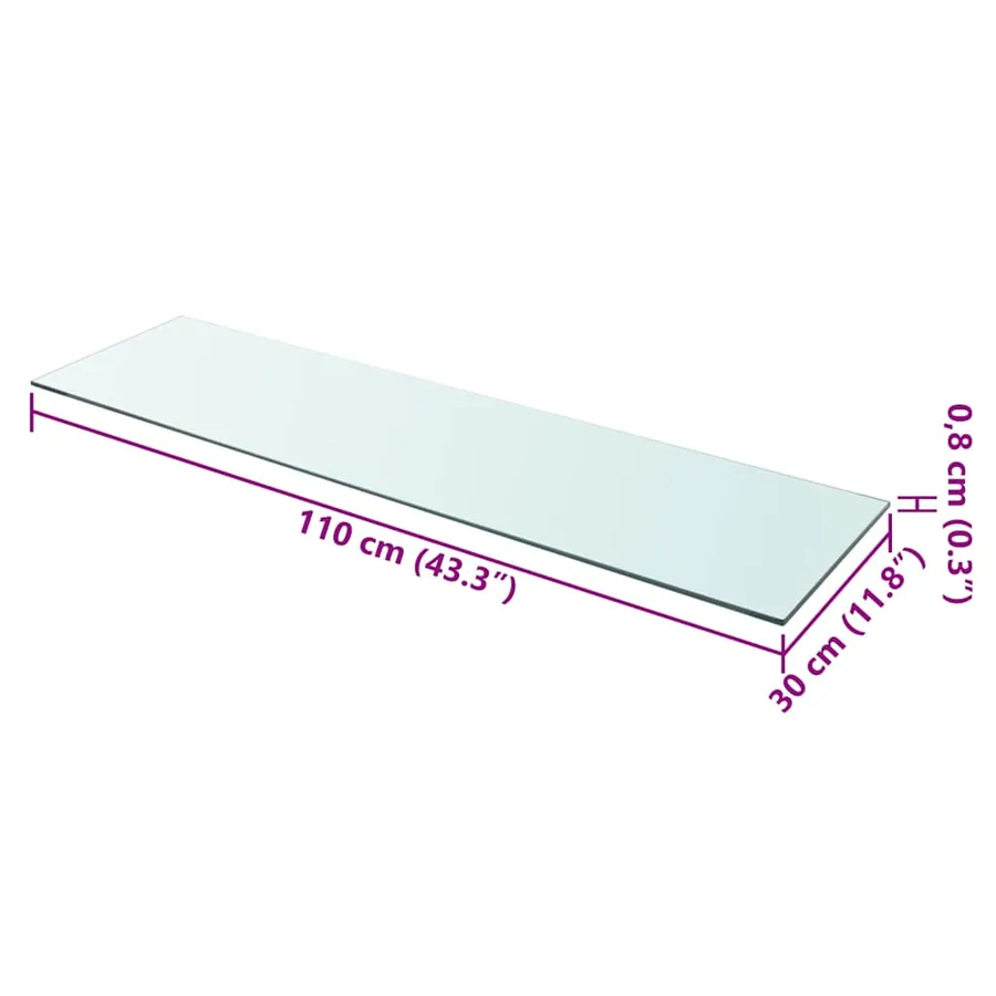 Panneau pour étagère Verre transparent 110 x 30 cm - 3