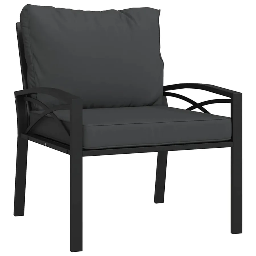 Chaises de jardin avec coussins gris lot de 2 68x76x79 cm acier - 3