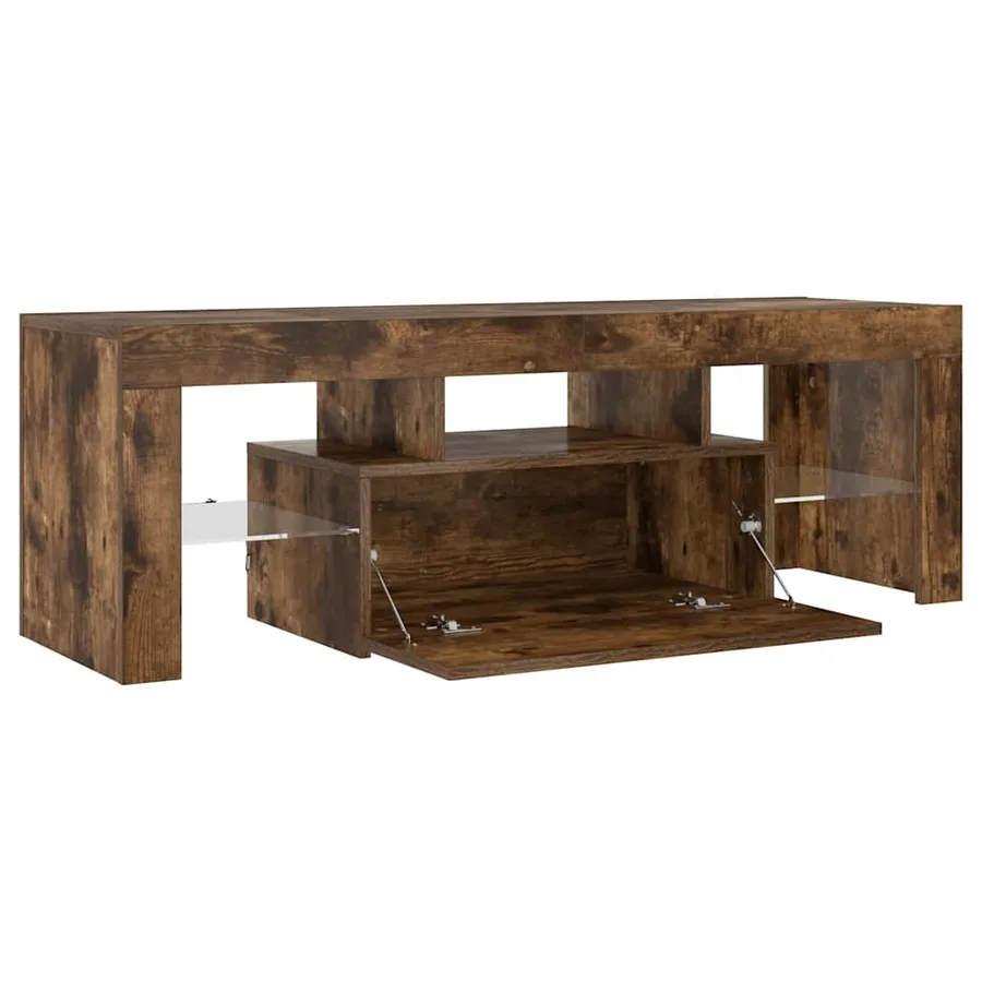 Meuble TV avec lumières LED chêne fumé 120x35x40 cm - 6