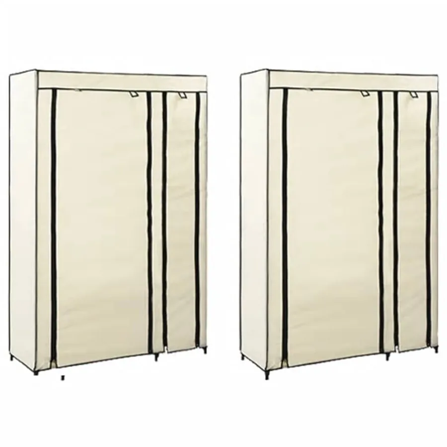 Garde-robes pliables 2 pcs Crème 110x45x175 cm Tissu
