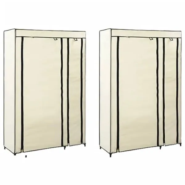 Garde-robes pliables 2 pcs Crème 110x45x175 cm Tissu