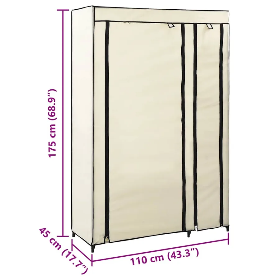 Garde-robes pliables 2 pcs Crème 110x45x175 cm Tissu - 8