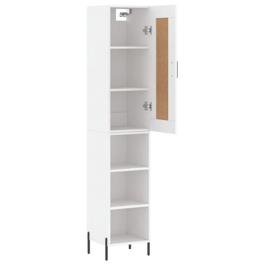 Buffet haut Blanc 34,5x34x180 cm Bois d'ingénierie - 4