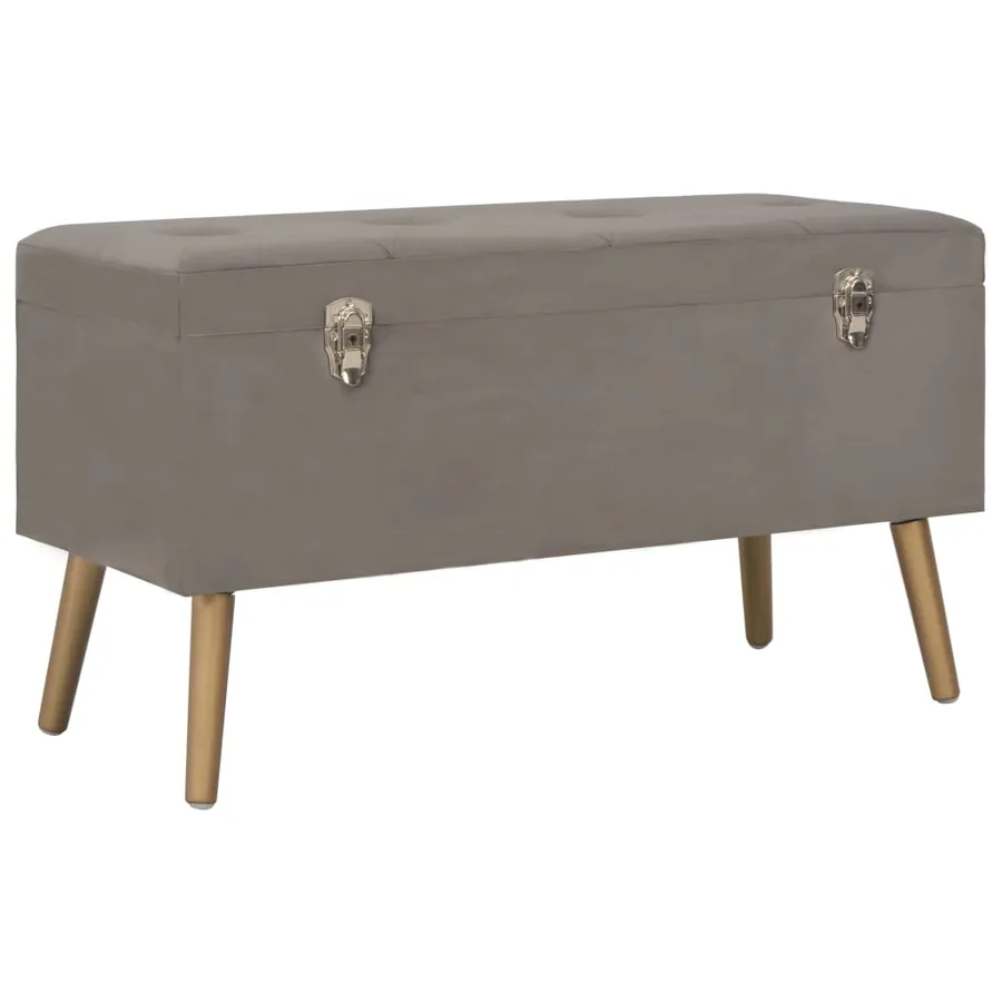 Tabourets de rangement lot de 3 Gris Velours - 10