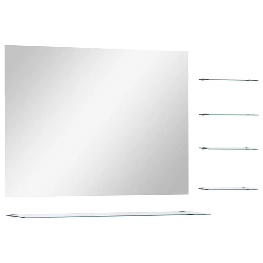 Miroir mural avec 5 étagères Argenté 80 x 60 cm - 2