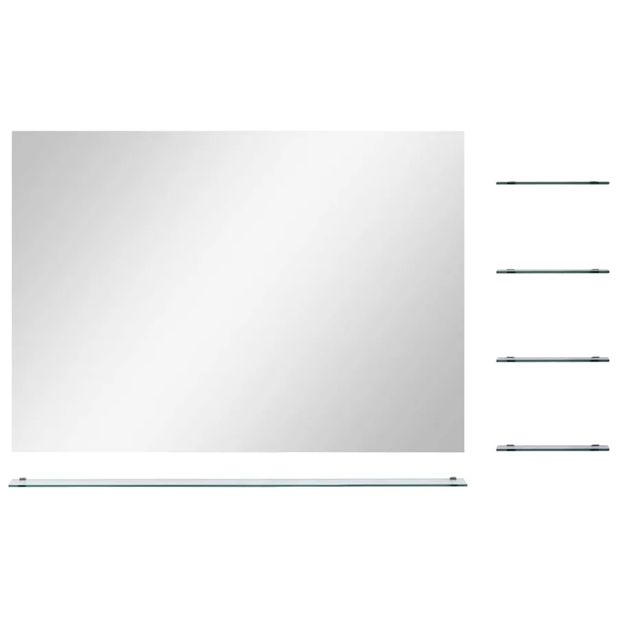 Miroir mural avec 5 étagères Argenté 80 x 60 cm - 3