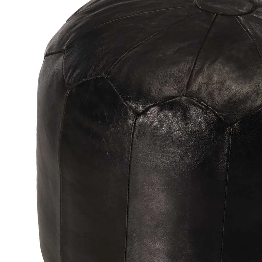 Pouf 40 x 35 cm Noir Cuir véritable de chèvre - 2