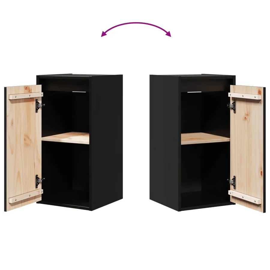 Armoires murales 2 pcs Noir 30x30x60 cm Bois de pin massif - 10