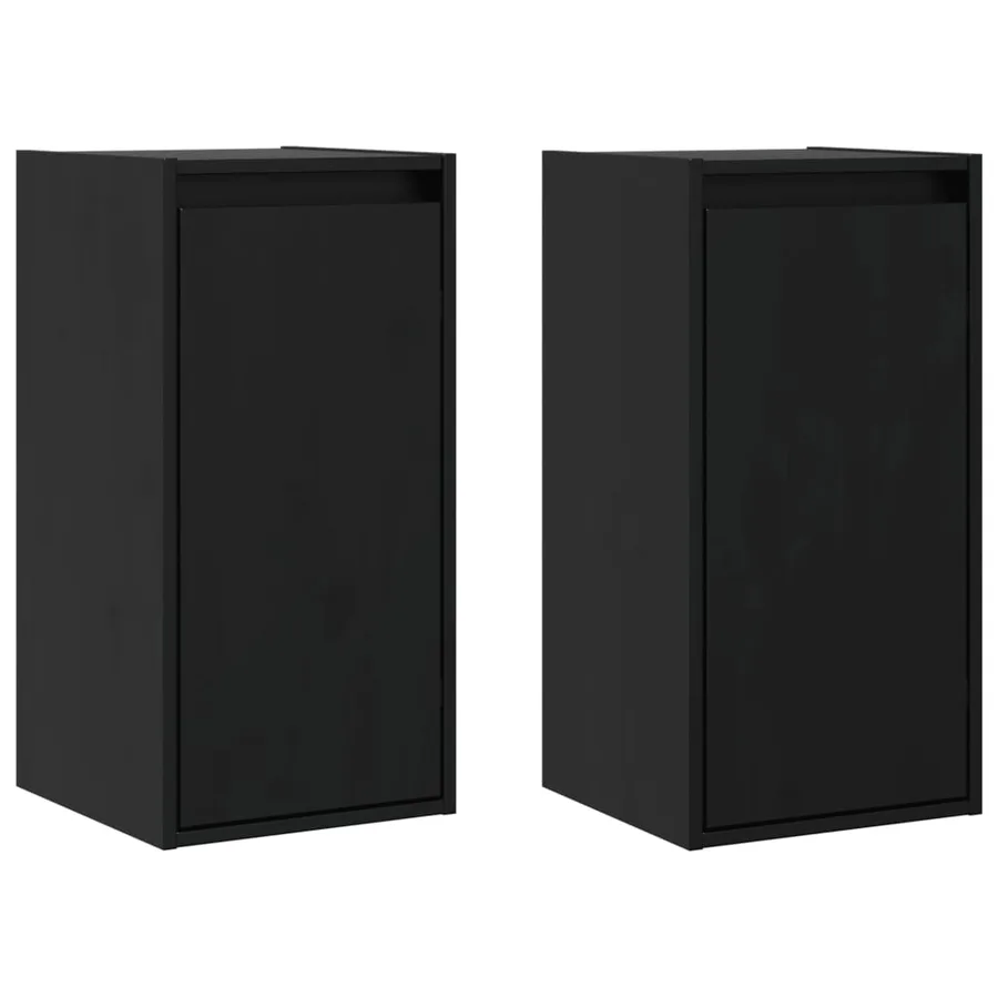 Armoires murales 2 pcs Noir 30x30x60 cm Bois de pin massif - 2