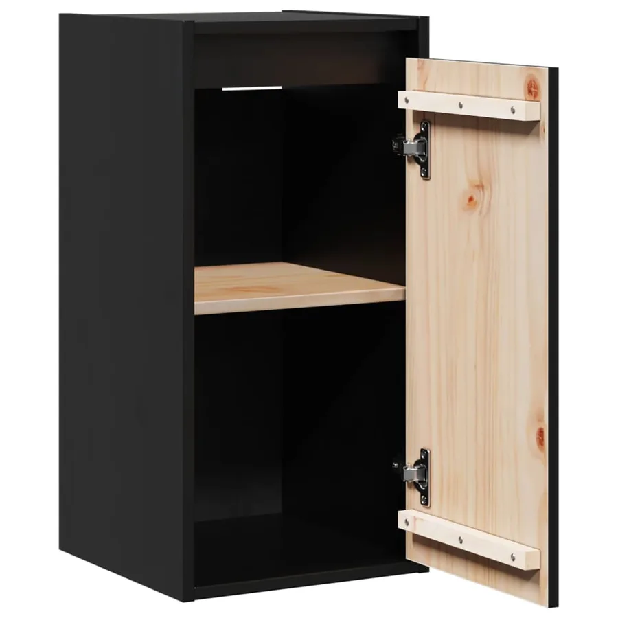 Armoires murales 2 pcs Noir 30x30x60 cm Bois de pin massif - 6