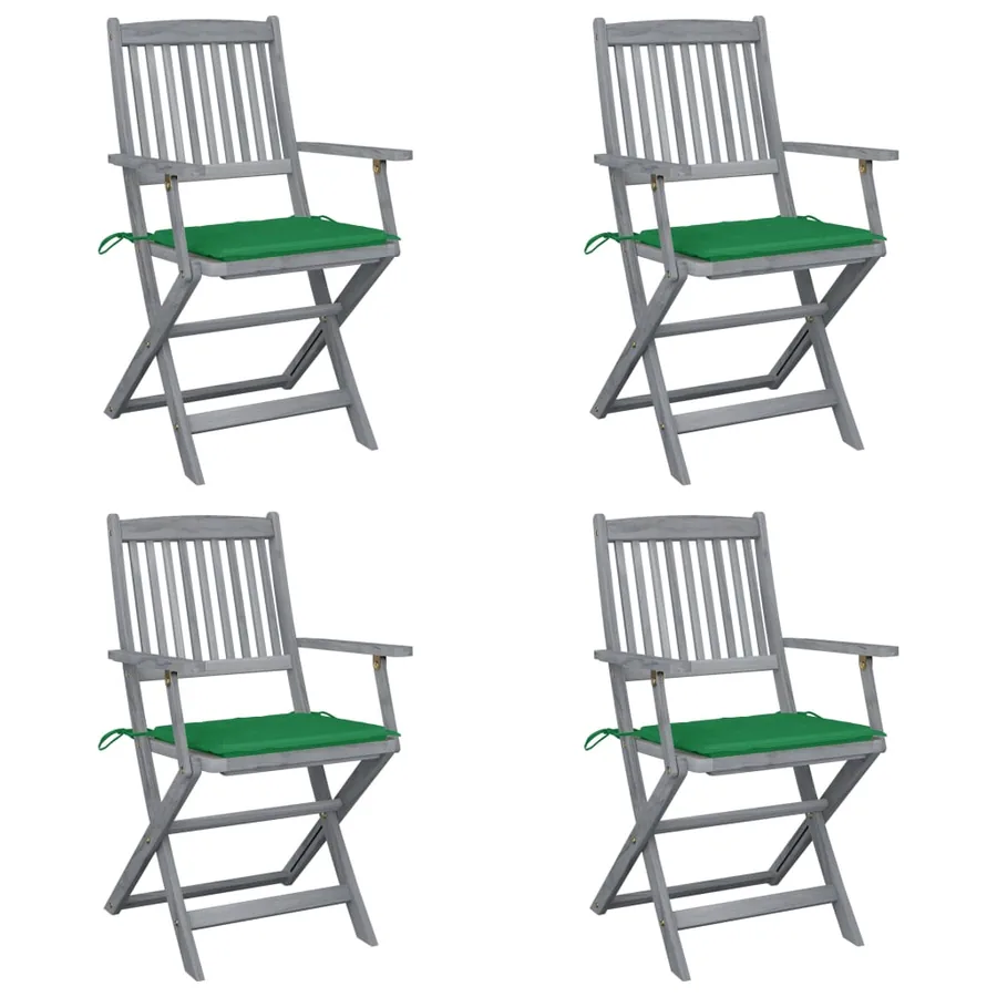 Chaises pliables d'extérieur lot de 4 et coussins Bois d'acacia
