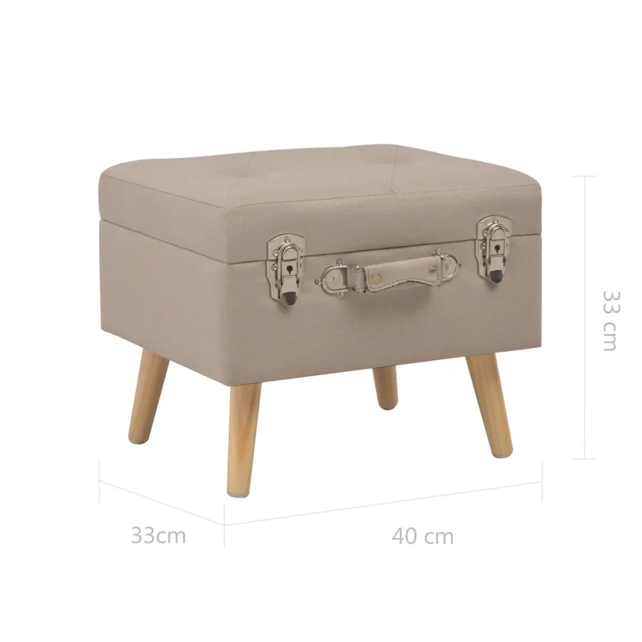 Tabourets de rangement lot de 3 Beige Tissu - 17