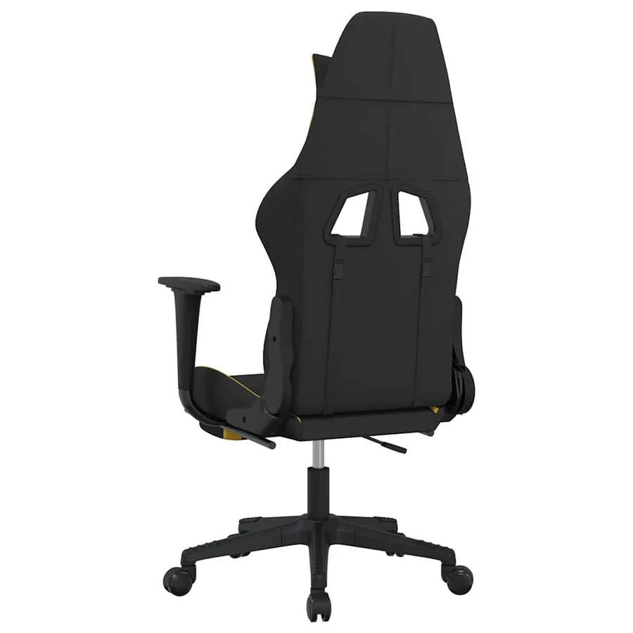 Chaise de jeu de massage avec repose-pied Noir et jaune Tissu - 5