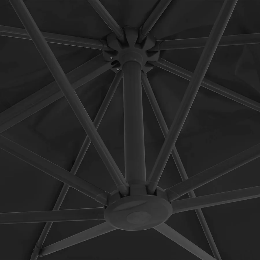 Parasol de jardin en porte-à-faux avec mât en aluminium noir - 6