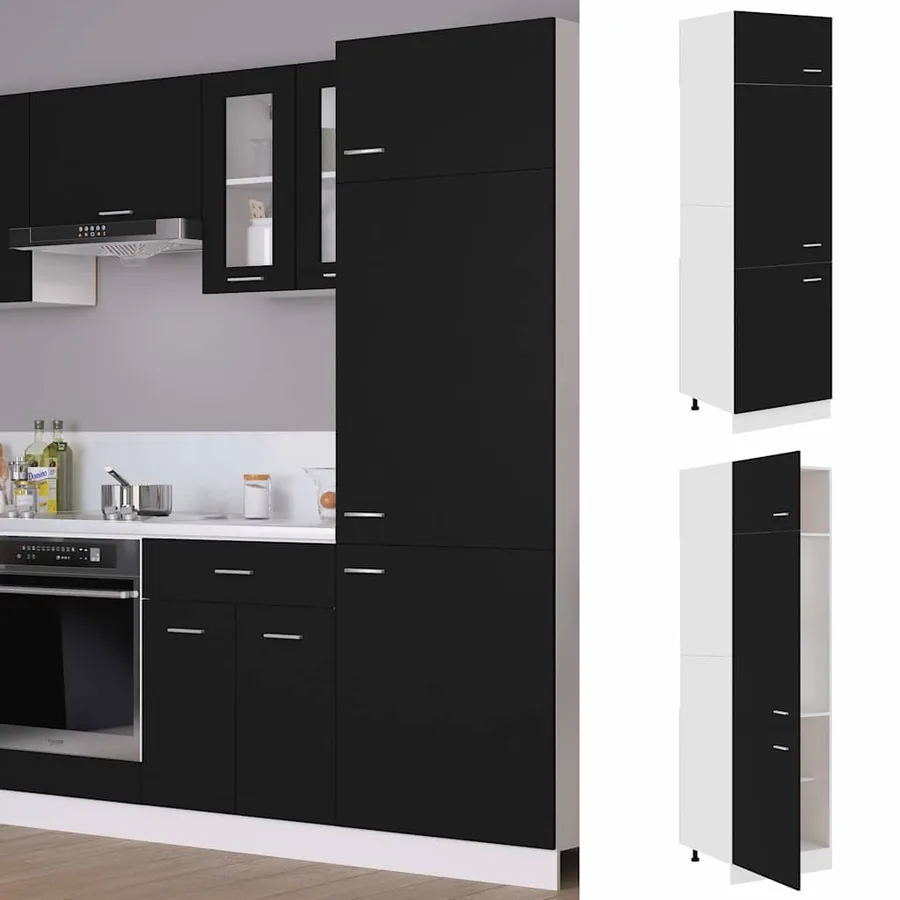 Armoire réfrigérée "Lyon" Noir 60 x 57 x 207 cm Bois d'ingénierie