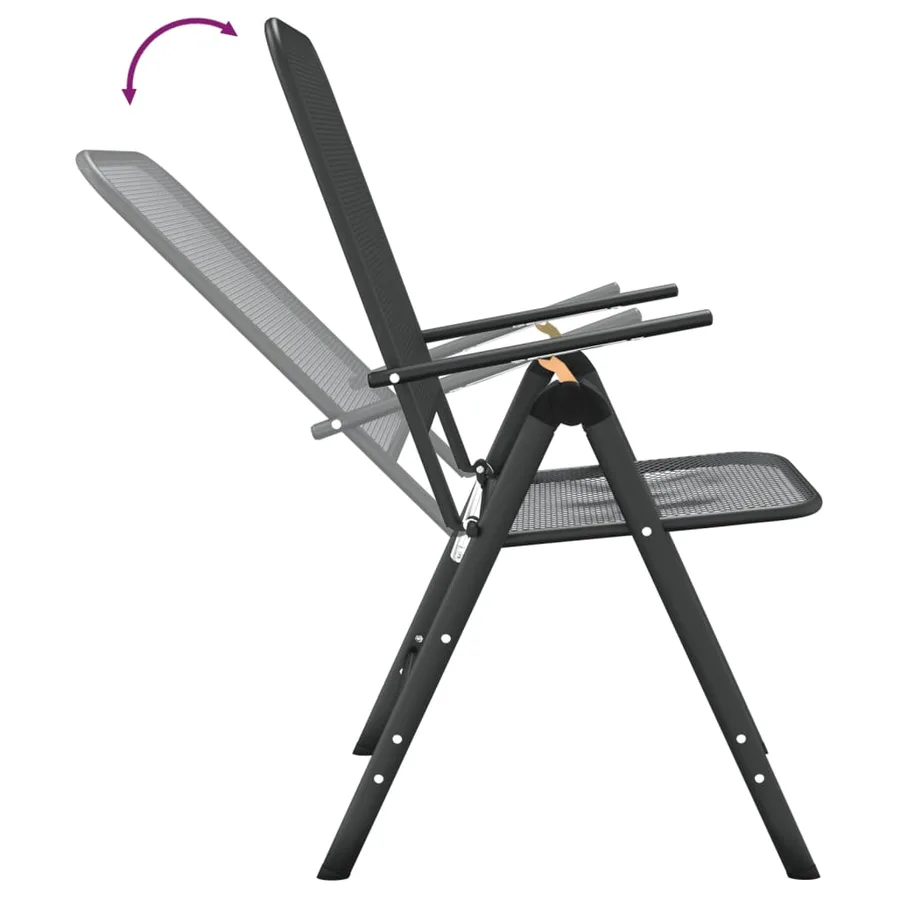 Chaises pliables jardin lot de 2 Maille métallique Anthracite - 7