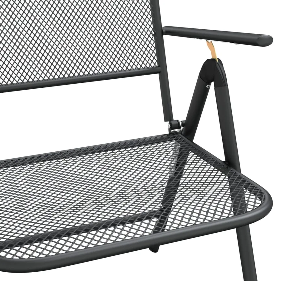 Chaises pliables jardin lot de 2 Maille métallique Anthracite - 8