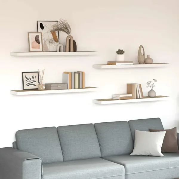 Étagères flottantes 4 pcs chêne et blanc 120x23,5x3,8 cm MDF