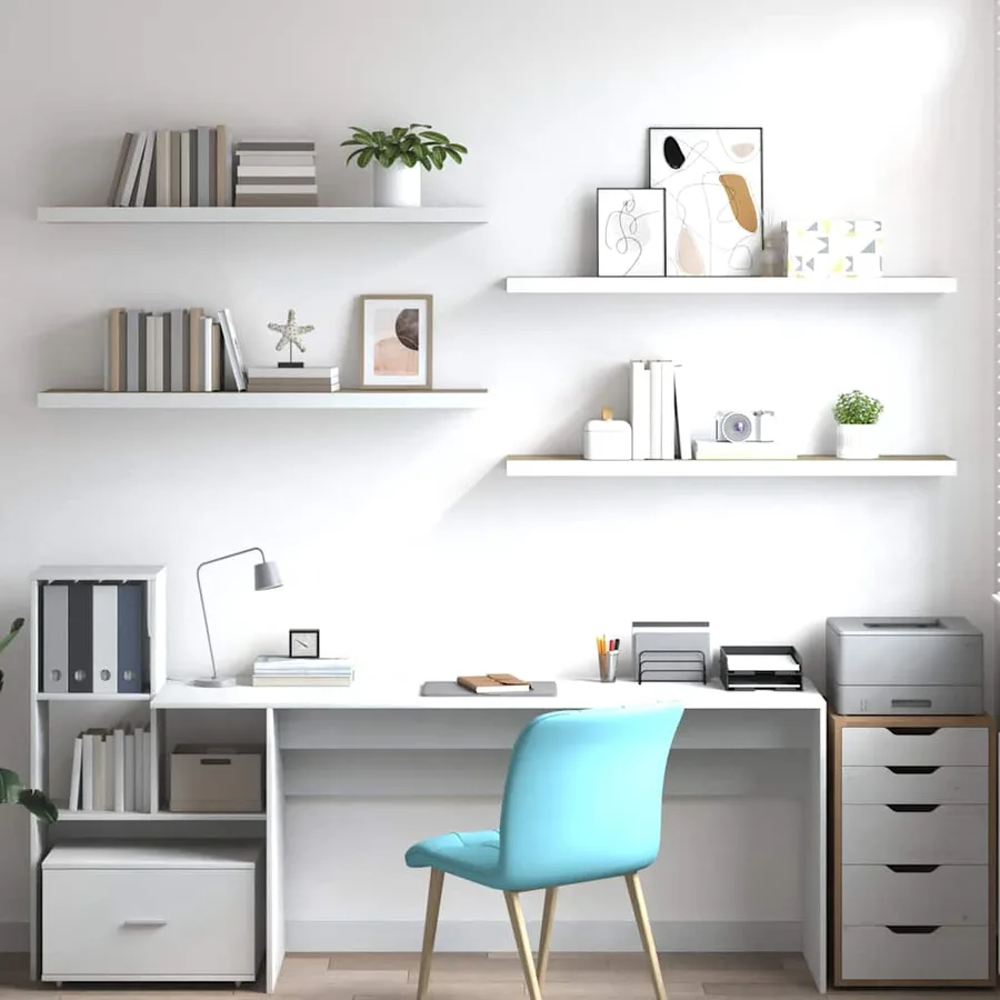 Étagères flottantes 4 pcs chêne et blanc 120x23,5x3,8 cm MDF - 3