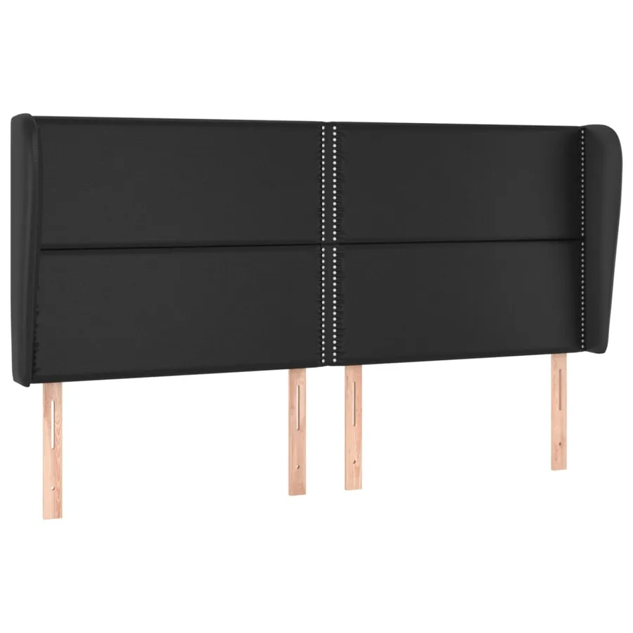 Tête de lit avec oreilles Noir 203x23x118/128 cm Similicuir - 2