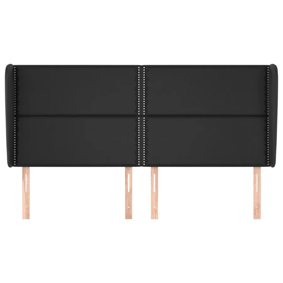 Tête de lit avec oreilles Noir 203x23x118/128 cm Similicuir - 3