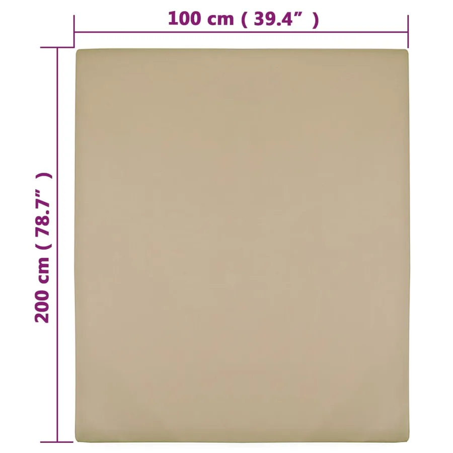 Draps-housses Jersey 2 pcs Taupe 100x200 cm Coton - 4