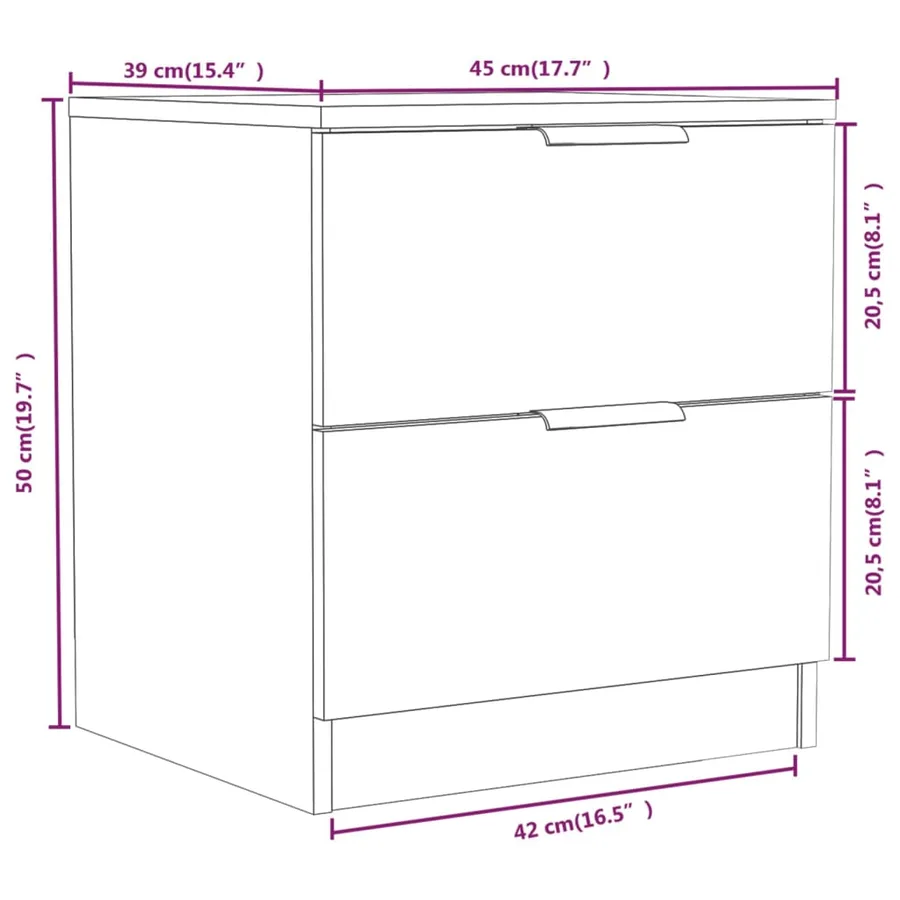 Tables de chevet 2 pcs Sonoma gris Bois d'ingénierie - 8