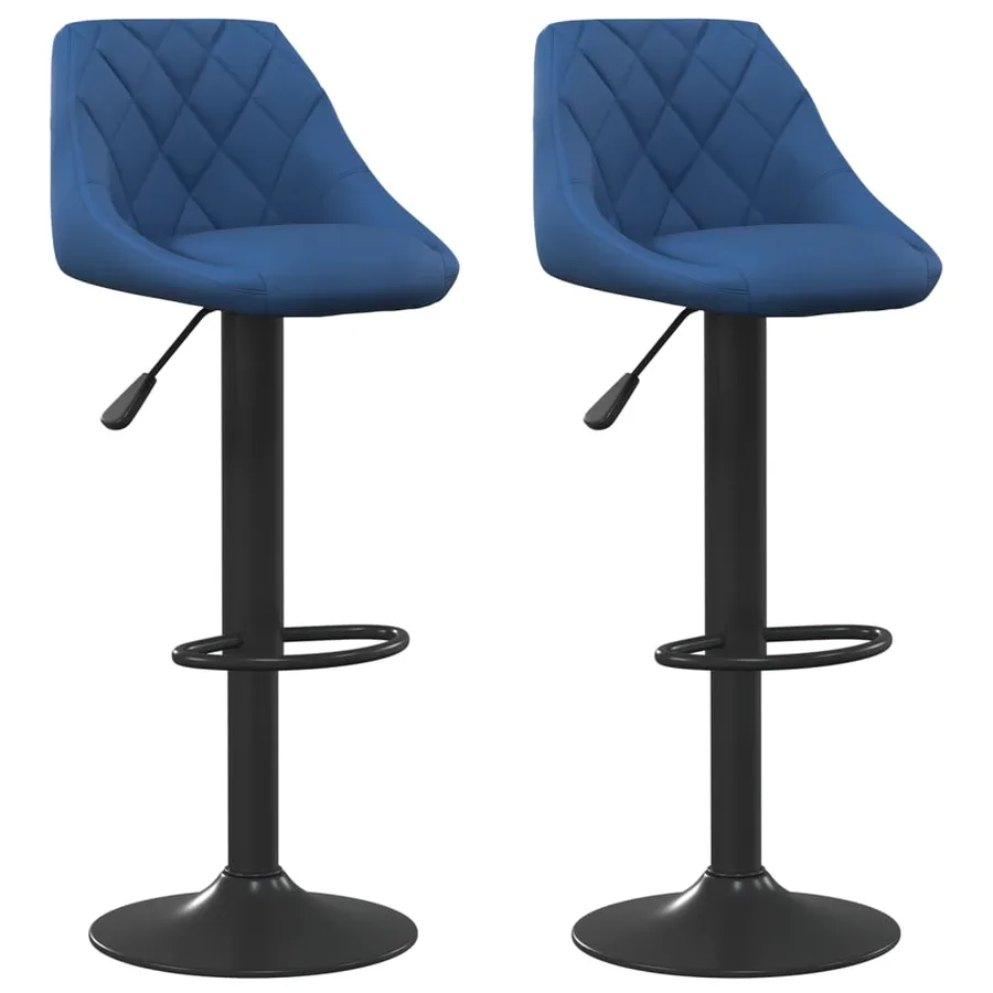 Tabourets de bar lot de 2 bleu velours - 2