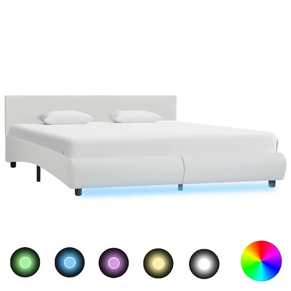 Cadre de lit avec LED sans matelas blanc 180x200 cm