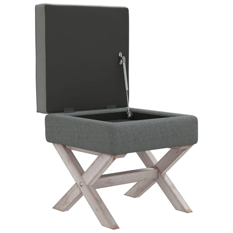 Tabouret de rangement Gris foncé 45x45x49 cm Tissu - 4