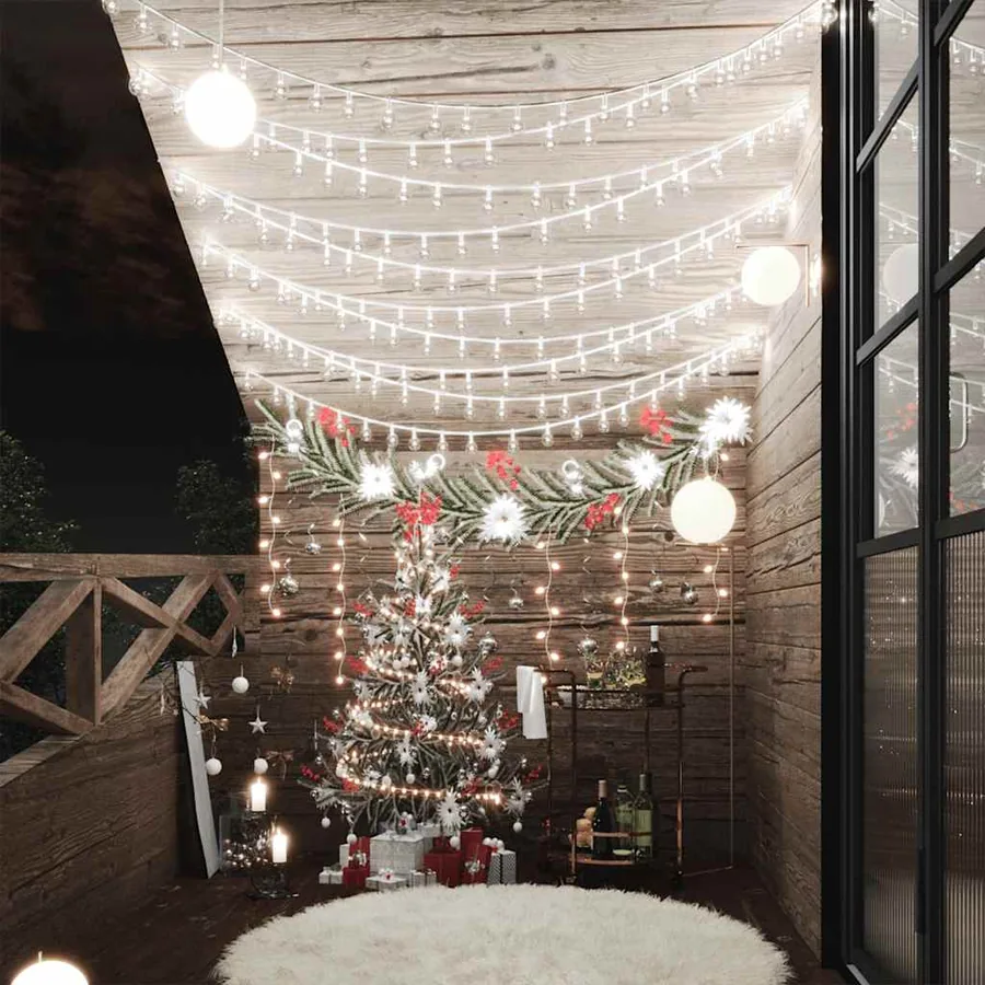 Guirlande lumineuse Globe 20 m 200 LED Blanc froid 8 fonctions