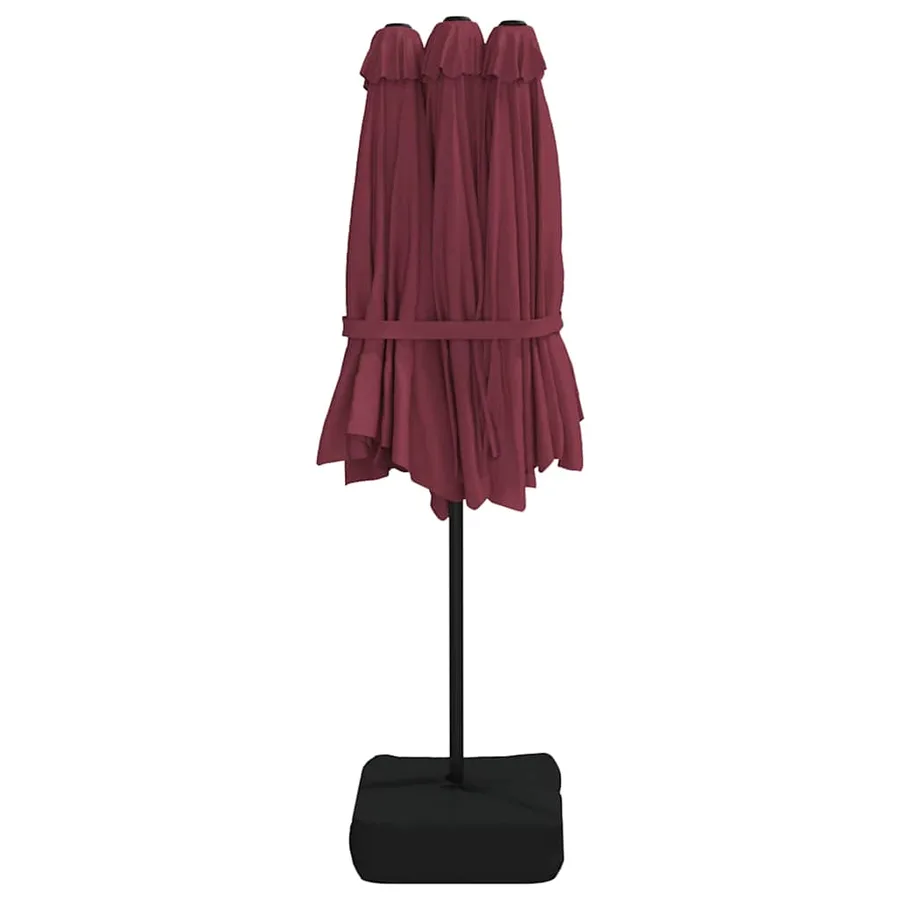 Parasol de jardin à double tête rouge bordeaux 449x265 cm - 5