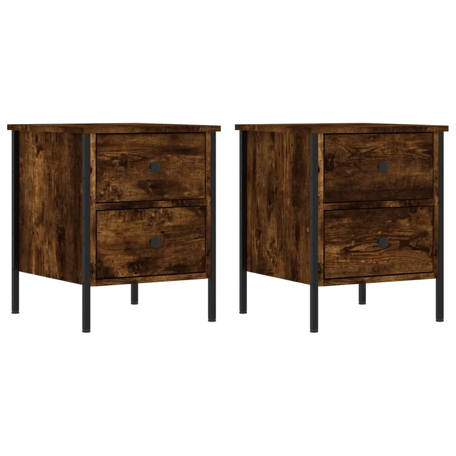 Tables de chevet 2 pcs chêne fumé 40x42x50 cm bois ingénierie - 2